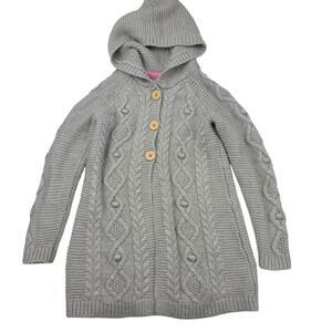 Mini Boden Gray Knit Hooded Cardigan Sweater